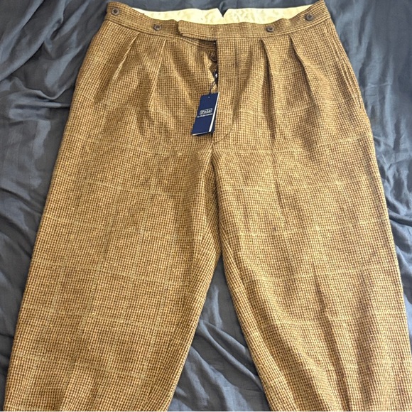 Polo Ralph Lauren Brown Tweed Wool Dress Pants Pleated Size 34 NWT